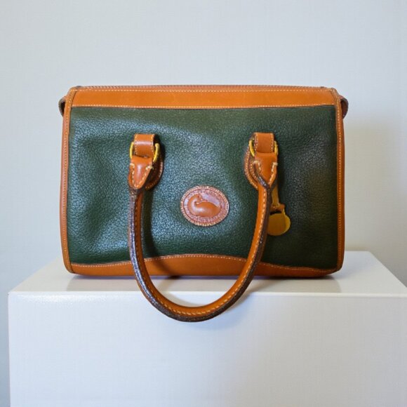AWL Satchel Green Tan Leather Zip Top - Picture 1 of 16